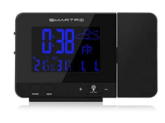 "SMARTRO Alarm Clock Digital Projection Clock with Weather Station, Indoor/ Outdoor Thermometer, Dual Alarm, USB Phone Charging "
