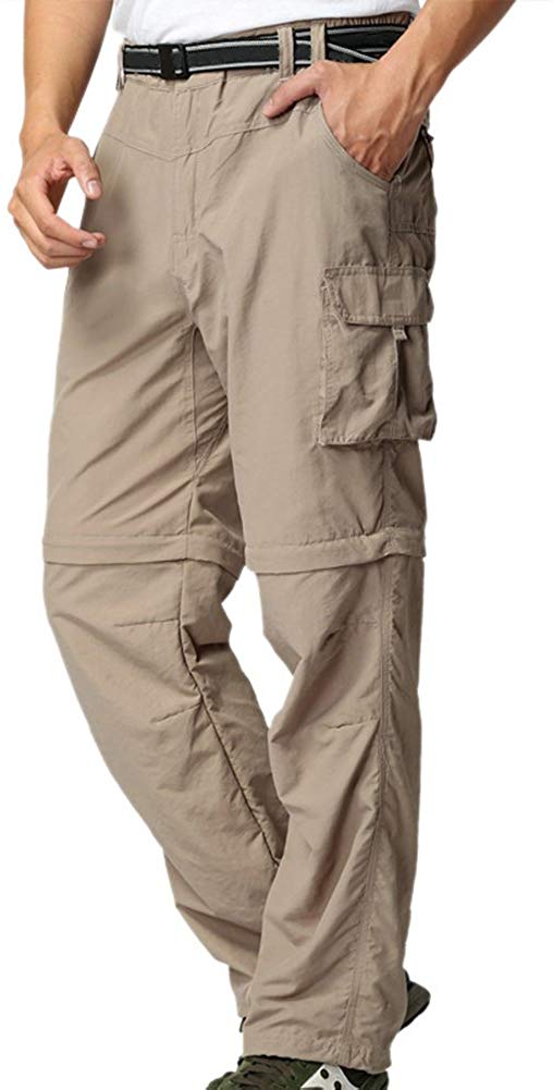 Outdoor Ventures Mens Convertible Pants, Quick Dry Hiking Zip-Off Pants,  Stretch Lightweight Cargo Pants Gery