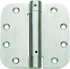 Global Door Controls 4 in. x 4 in. Satin Nickel Steel Spring Hinge with 5/8 in. Radius - Set of 3