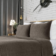 Cotton Pottery Life Reversible Royal Cotton Velvet Pic-Stitch Bedding Quilt Bedspread Oversized King 108'' x 92'' Dusty Blue