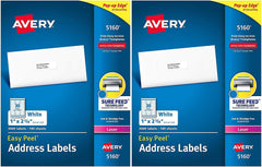 Avery 5160 Easy Peel Address Labels, White, 1 x 2-5/8 Inch, 3,000 Count (Pack of 1) Pack of 2