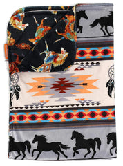 Dear Baby Gear Deluxe Reversible Baby Blankets, Custom Minky Print White Antlers, Red and Black Buffalo Plaid Minky