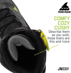 Rollerblade Macroblade 100 3WD Men's Adult Fitness Inline Skate, Anthracite and Neon Yellow, Performance Inline Skates