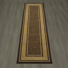 Ottomanson Ottohome Collection Contemporary Bordered Design Modern Runner Rug, 20" x 59", Chocolate Brown
