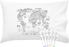 Oh, Susannah Donut Coloring Pillowcase Kit (1 Pillow Cover 20 by 30 Inches) with Permanent Fabric Markers Included Kindergarten Color Your Own Pillow Cover Doodle Pillowcase