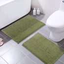 Office Marshal 16x24 Inches Non-Slip Bathroom Rug Shag Shower Mat Machine-Washable Bath Mats with Water Absorbent Soft Microfibers, 2 Pack, Black