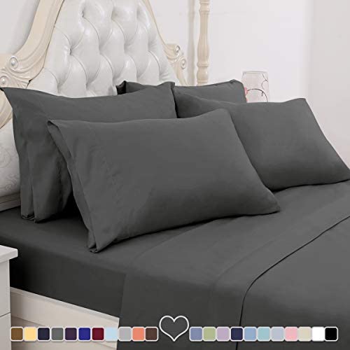 BYSURE Hotel Luxury Bed Sheets Set 4 Piece(Twin, Black) - Super Soft 1800 Thread Count 100% Microfiber Sheets with Deep Pockets, Wrinkle & Fade Resistant