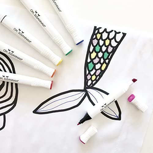 Oh, Susannah Donut Coloring Pillowcase Kit (1 Pillow Cover 20 by 30 Inches) with Permanent Fabric Markers Included Kindergarten Color Your Own Pillow Cover Doodle Pillowcase