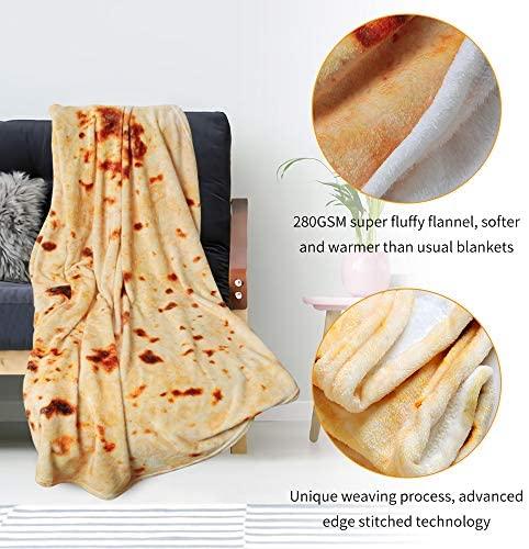 LetsFunny Burrito Tortilla Wrap Blanket, Burrito Wrap Novelty Blanket Tortilla Towel for Adults/Kids, Giant Round Beach Towel/Throw Blanket/Picnic Blanket (Yellow 6, 71.00)