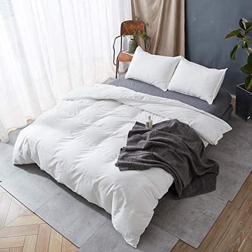 SORMAG 100% Washed Cotton Duvet Cover 3 Piece, Comforter Cover California King Size, Ultra Soft with Zipper Closure, Corner Ties, Simple Bedding Style, Gray White Plaid