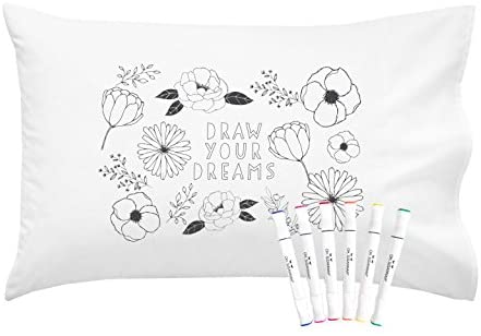 Oh, Susannah Donut Coloring Pillowcase Kit (1 Pillow Cover 20 by 30 Inches) with Permanent Fabric Markers Included Kindergarten Color Your Own Pillow Cover Doodle Pillowcase