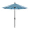 California Umbrella 9' Round Aluminum Market Umbrella, Crank Lift, Collar Tilt, White Pole, Sunbrella Pacific Blue