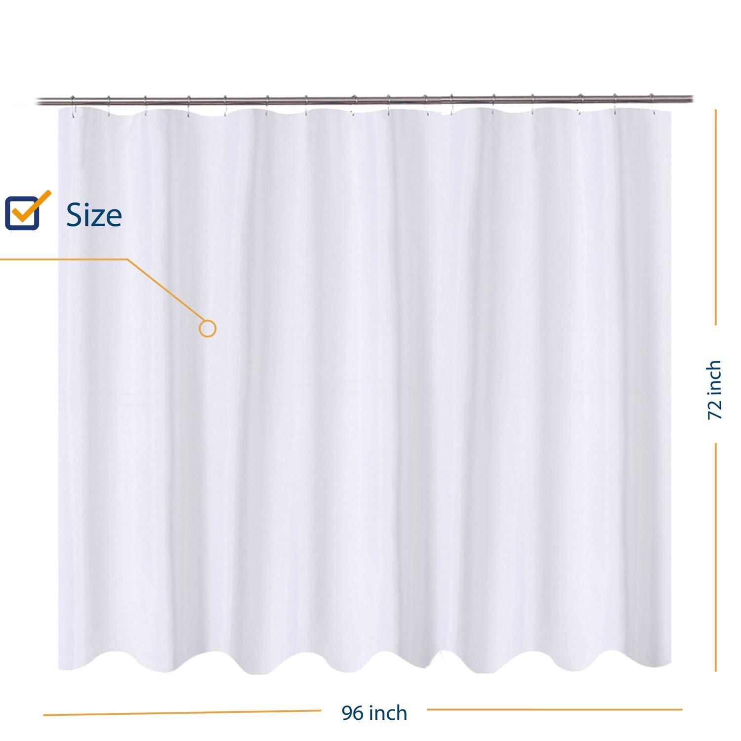 N&Y HOME Caregiver Attendant 36 inches Height Weighted Fabric Shower Curtain Machine Washable,Water Repellent Bathroom Curtains with Grommets, White, 48x36 inch