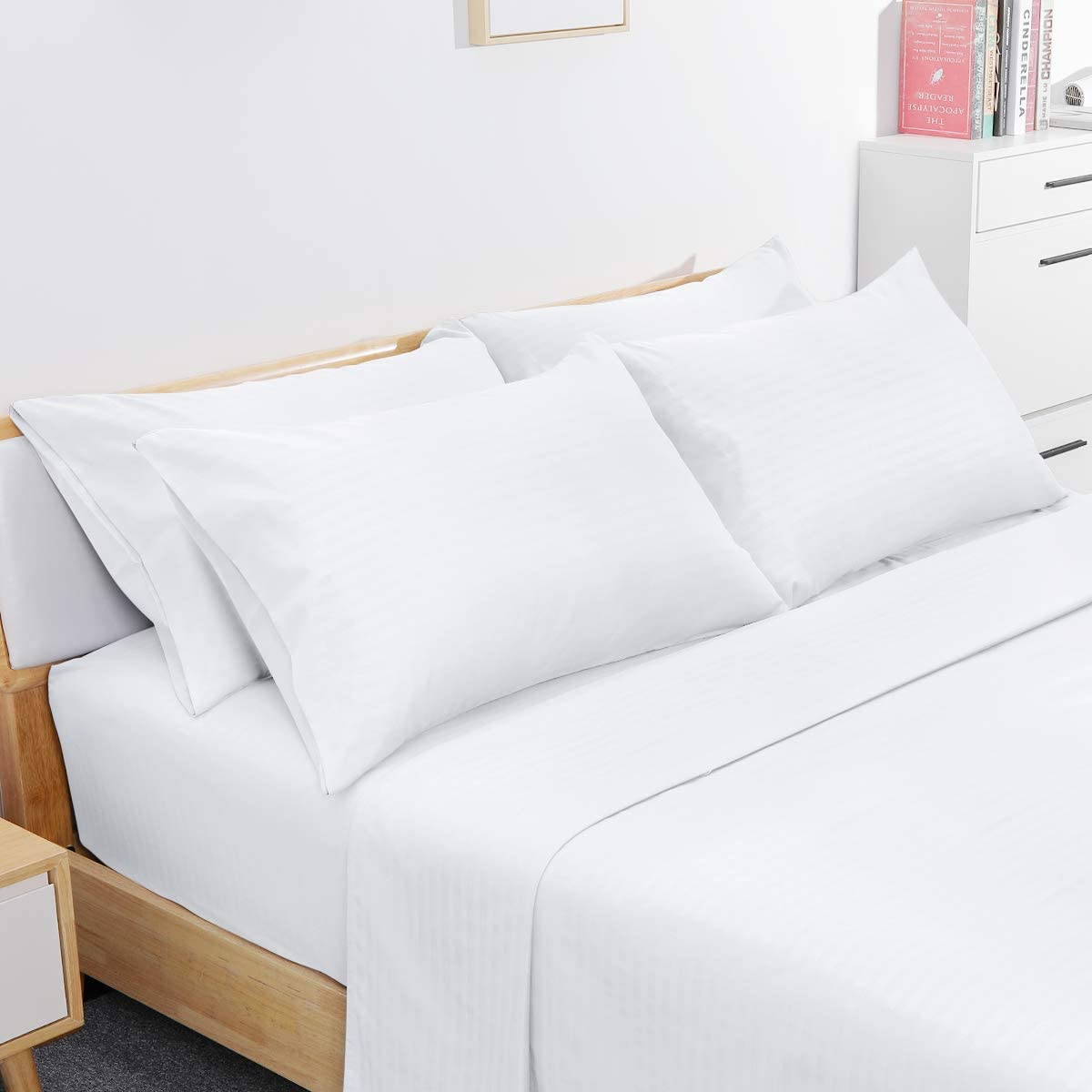 BYSURE Hotel Luxury Bed Sheets Set 4 Piece(Twin, Black) - Super Soft 1800 Thread Count 100% Microfiber Sheets with Deep Pockets, Wrinkle & Fade Resistant
