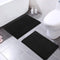 Office Marshal 16x24 Inches Non-Slip Bathroom Rug Shag Shower Mat Machine-Washable Bath Mats with Water Absorbent Soft Microfibers, 2 Pack, Black