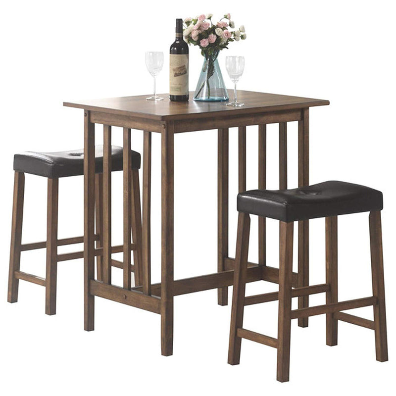 Svitlife Mid Century Design 3-piece Counter Height Pub Set Pub Set Height Bar Counter Piece Table Natural Dining Zew Handcrafted Stools