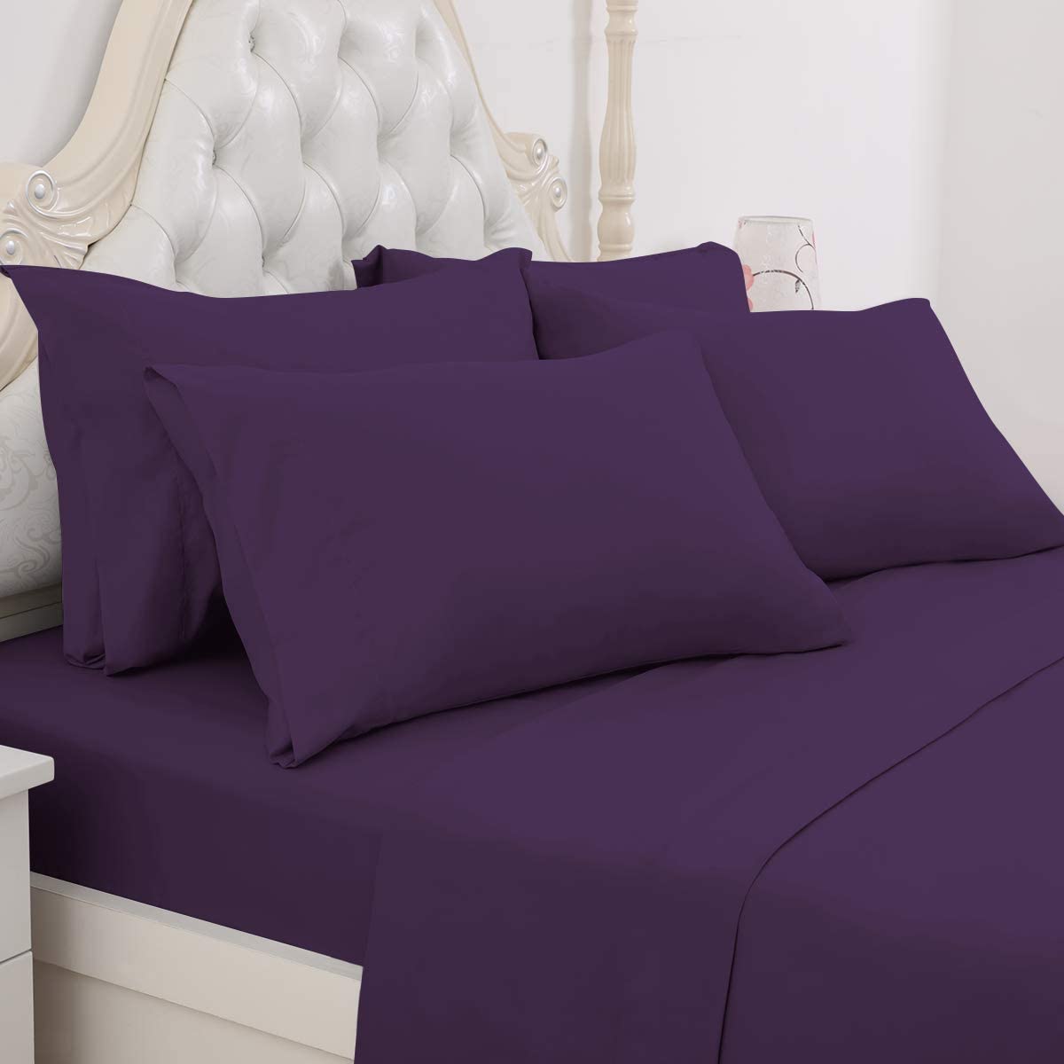 BYSURE Hotel Luxury Bed Sheets Set 4 Piece(Twin, Black) - Super Soft 1800 Thread Count 100% Microfiber Sheets with Deep Pockets, Wrinkle & Fade Resistant