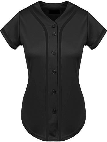Hat and Beyond Womens Baseball Button Down Tee Short Sleeve Softball Jersey Active Shirts Made in USA