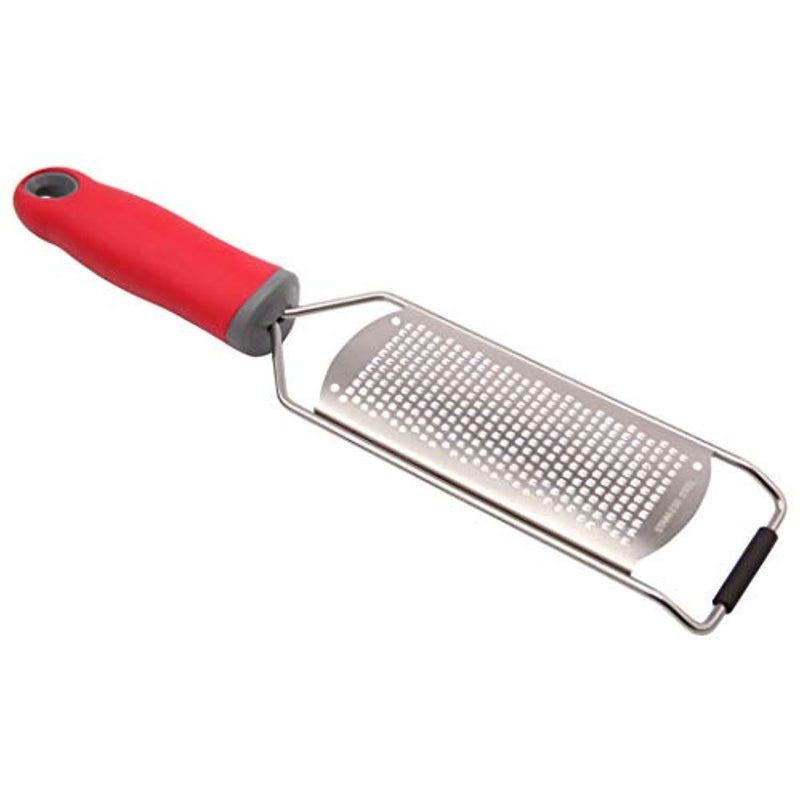 Hulless Fine Lemon Zester & Cheese Grater ¨C Sharp Stainless Steel Blade ¨C Easy To Use On Parmesan, Citrus, Ginger, Garlic, Nutmeg, Food, Coconut, Chocolate ¨C Soft Red Handle ¨C Plus Safety Cover