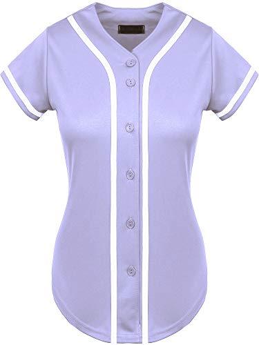Hat and Beyond Womens Baseball Button Down Tee Short Sleeve Softball Jersey Active Shirts Made in USA