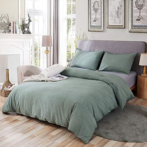 SORMAG 100% Washed Cotton Duvet Cover 3 Piece, Comforter Cover California King Size, Ultra Soft with Zipper Closure, Corner Ties, Simple Bedding Style, Gray White Plaid