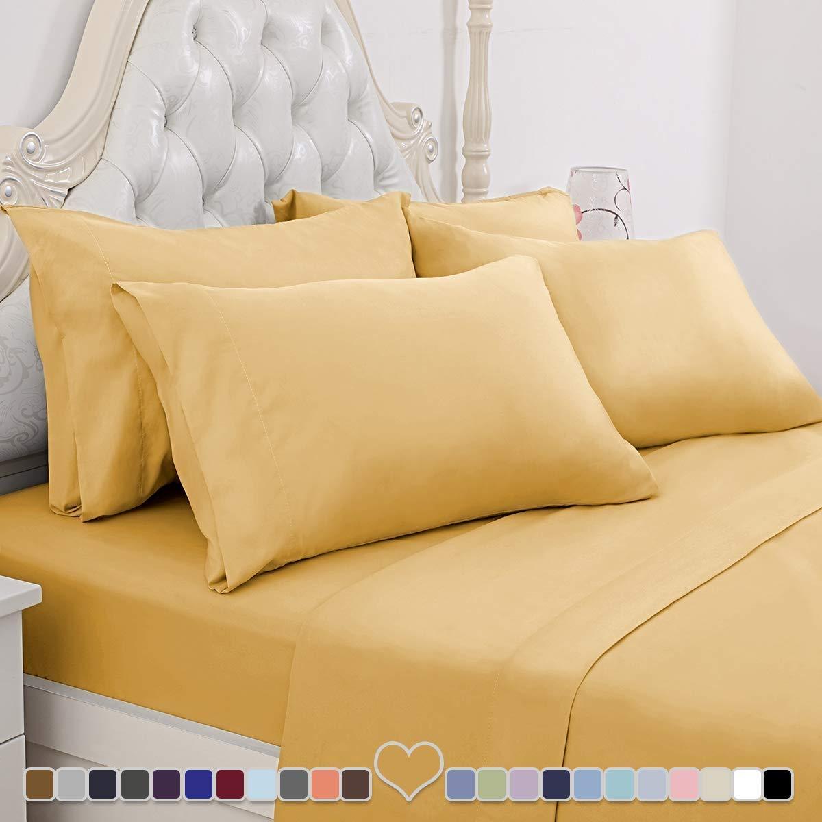 BYSURE Hotel Luxury Bed Sheets Set 4 Piece(Twin, Black) - Super Soft 1800 Thread Count 100% Microfiber Sheets with Deep Pockets, Wrinkle & Fade Resistant