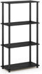 Furinno (99557BK/GY) Turn-N-Tube 4-Tier Multipurpose Shelf Display Rack - Black/Grey