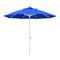 California Umbrella 9' Round Aluminum Market Umbrella, Crank Lift, Collar Tilt, White Pole, Sunbrella Pacific Blue