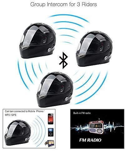 FreedConn Bluetooth Motorcycle Helmets Speakers Integrated Modular Flip up Dual Visors Full Face Built-in Bluetooth Mp3 Intercom headset Communication Range 500M (Red, Medium)