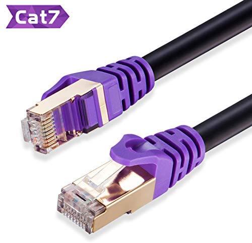 Outdoor Cat 7 Ethernet Cable 100 ft,JewMod 26AWG Heavy-Duty Cat7 Networking Cord Patch Cable RJ45 Network Cable Cord 10Gbps 600MHz LAN Wire Cable STP Waterproof Direct Burial Ethernet Cable