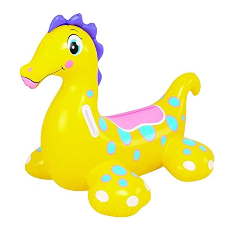 BESTChoiceForYou 44" Yellow and Blue Sea Horse Rider Inflatable Swimming Pool Float Toy with Handles Floaties Pool Float Raft Friendly Toy Floater Outside Activity Float
