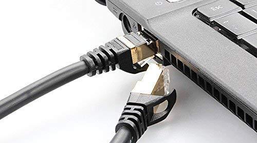 iCreatin CAT 7 Double Shielded 10 Gigabit 600MHz Ethernet Patch Cable, Gold Plated Plug STP Wires CAT7 for High Speed Computer Router Ethernet LAN Networking (7 Feet, 2 Pack-Black-Flat)