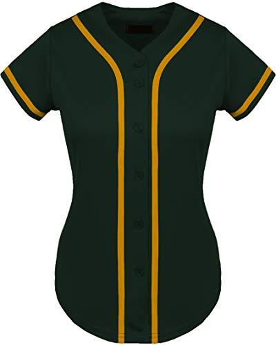 Hat and Beyond Womens Baseball Button Down Tee Short Sleeve Softball Jersey Active Shirts Made in USA