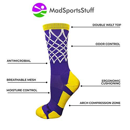 MadSportsStuff Elite Basketball Socks with Net Crew Length - Made in The USA