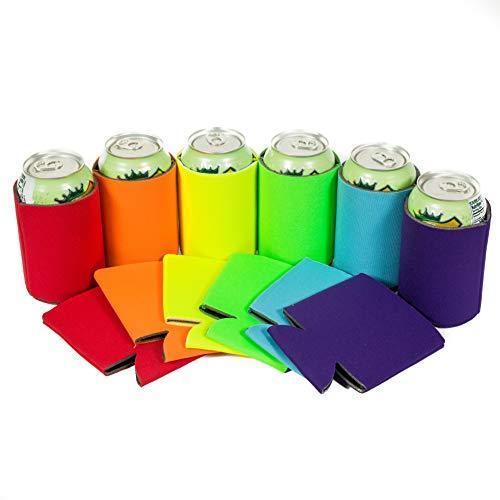 QualityPerfection 100 Black Party Drink Blank Can Coolers(12,25,50,100,200 Bulk Pack) Blank Beer,Soda Coolies Sleeves | Soft,Insulated Coolers | 30 Colors | Perfect For DIY Projects,Holidays,Events