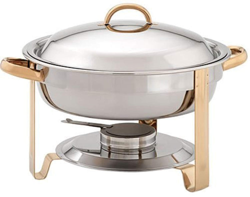 Update International DC-4/GB Stainless Steel Gold-Accented Chafer, Round, 4-Quart