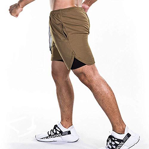 EVERWORTH Men's 2-in-1 Bodybuilding Workout Shorts Lightweight Gym Training Short Running Athletic Jogger with Zipper Pockets