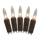 J Hofert 100 Clear Christmas Lights on Brown Wire, 18 Lighted Length, 20 Total Length, UL Approved Indoor/Outdoor Use