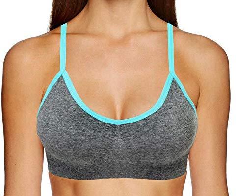 AKAMC 3 Pack Women's Medium Support Cross Back Wirefree Removable Cups Yoga Sport Bra