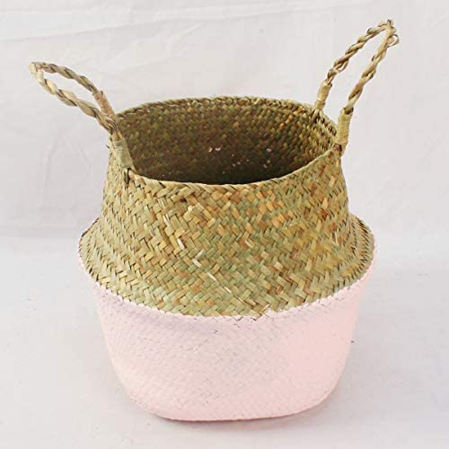 Glass - Blunt Enjoyee Natural Seagrass Woven Storage Pot Tote Belly Basket for Storage, Laundry, Picnic, Plant Pot Cover, and Beach Bag