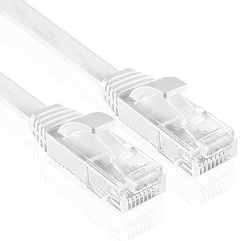 TNP Cat6 Flat Ethernet Network Cable - High Performance & Tangle Free with Premium UTP Twisted Pair RJ45 Snagless Connector Jack Computer LAN Internet Networking Patch Wire Cord Plug (1.5 Feet, White)