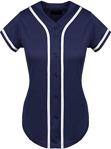 Hat and Beyond Womens Baseball Button Down Tee Short Sleeve Softball Jersey Active Shirts Made in USA
