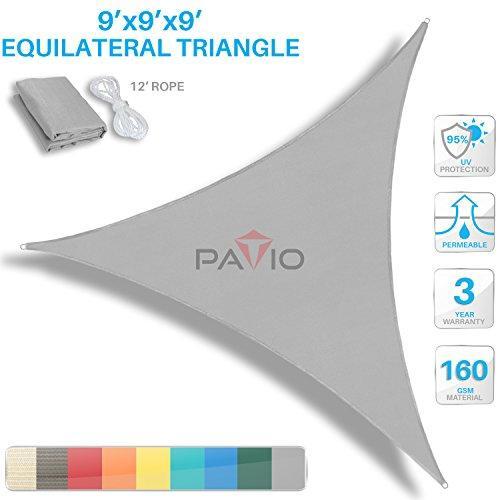 Patio Paradise 20' x 20' x 20' Beige Sun Shade Sail Triangle Canopy, 180 GSM Permeable Canopy Pergolas Top Cover, Permeable UV Block Fabric Durable Outdoor, Customized Available