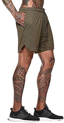 Malavita Men's Workout Running Shorts 2 in 1 with Zipper Pockets