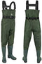 TIDEWE Bootfoot Chest Wader, 2-Ply Nylon/PVC Waterproof Fishing & Hunting Waders for Men and Women (Green and Brown)