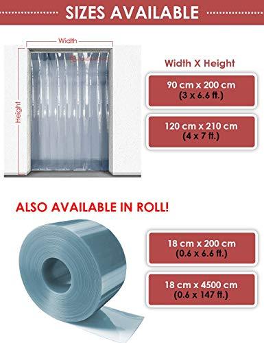 Q5 Products Clear Anti Scratch Vinyl PVC Curtain Strips Door Set 120cm x 210cm (4 x 7 ft.) Commercial Walk in Strip for Freezer Warehouse Doors DD1173