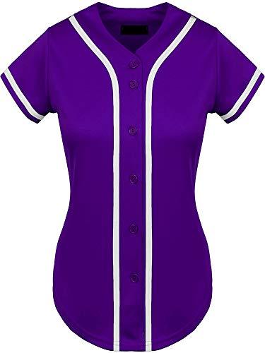 Hat and Beyond Womens Baseball Button Down Tee Short Sleeve Softball Jersey Active Shirts Made in USA