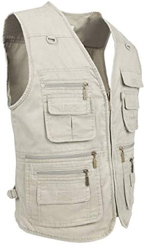 LUSI MADAM Mens Outdoor Vest Multi-Pockets Casual Vest for Work Fishing Photography Journalist