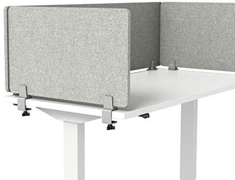 VaRoom Acoustic Desktop Privacy Divider, 23”W x 18”H Sound Absorbing Clamp-on Cubicle Desk Divider Partition Panel in Light Grey Tackable Fabric