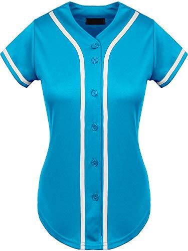 Hat and Beyond Womens Baseball Button Down Tee Short Sleeve Softball Jersey Active Shirts Made in USA